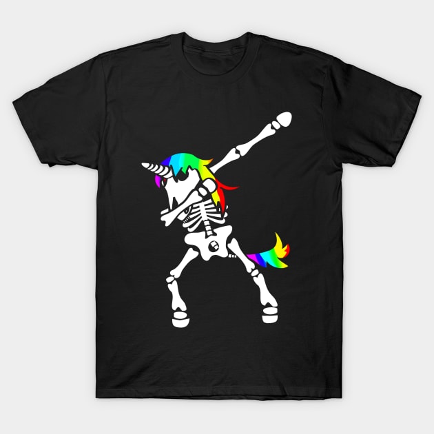 Dab Unicorn Skeleton Dabbing Halloween T-Shirt by HappyGiftArt